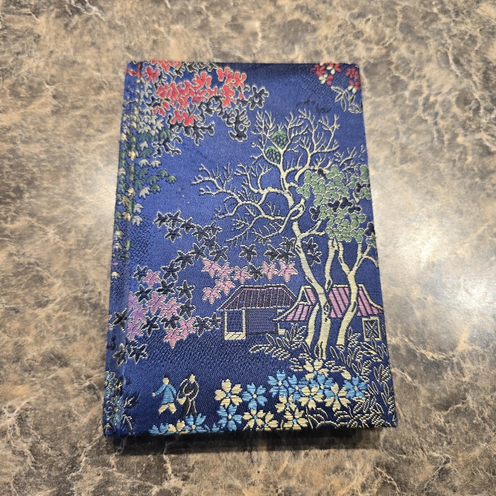 Chinoiserie brocade fabric covered journal notebook‎ hardcover diary...